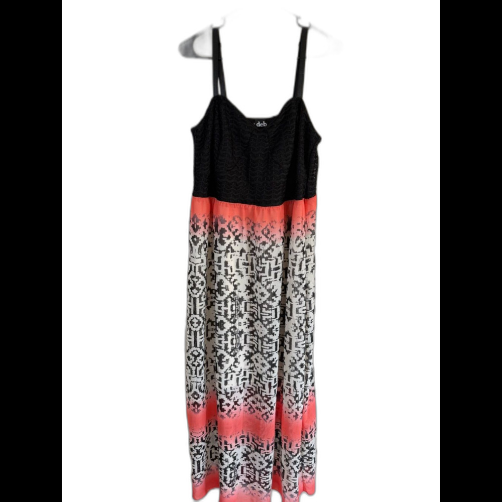 Deb Coral and Black Ombre Pattern Maxi Dress 2X